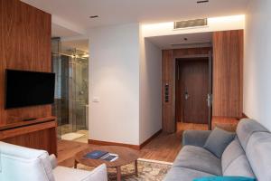 TV a/nebo společenská místnost v ubytování Hotel Trofta