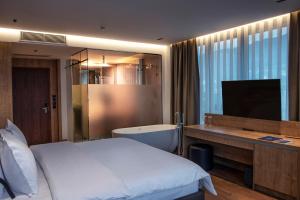 TV a/nebo společenská místnost v ubytování Hotel Trofta
