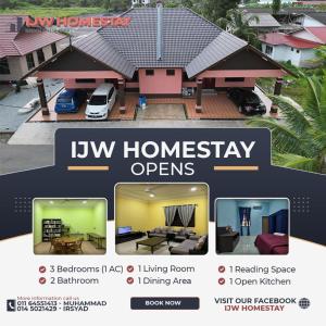 a flyer for a ly homesay open house at IJW HOMESTAY in Kuala Terengganu