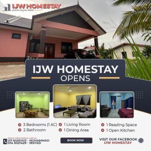 a flyer for a house with a home warranty at IJW HOMESTAY in Kuala Terengganu