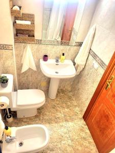 ein Bad mit einem Waschbecken und einem WC in der Unterkunft Sea Breeze Apartament in Benicarló