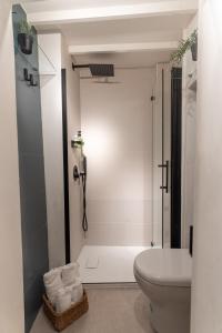 un bagno con doccia e WC di CasaCecè kalsa a Palermo Altre 18 foto