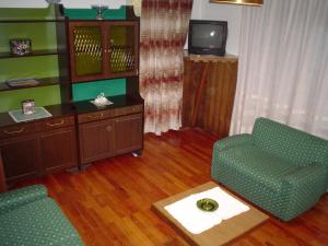 salon z kanapą i akwarium w obiekcie Campiglio Quadrilocale Castelletto Inferiore w Madonna di Campiglio +1 zdjęcie