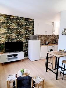 Kuchyňa alebo kuchynka v ubytovaní Le Jungle Appart, centre ville Narbonne