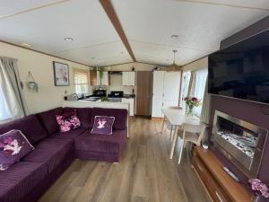 Zona de estar de Sea Breeze a beautiful 3 bedroom coastal caravan