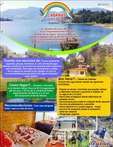 een brochure voor een resort aan een meer bij Cabañas de descanso, arcoiris del lago 1 in El Encano