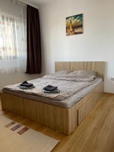 Class Park Residence في تارغوفيست: غرفة نوم بسرير كبير في غرفة