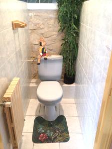 a bathroom with a toilet and a plant at Maison d'une chambre avec jardin et wifi a Lectoure a 4 km de la plage in Lectoure