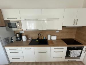 Kuchyň nebo kuchyňský kout v ubytování Apartmán HM