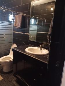 łazienka z umywalką i toaletą w obiekcie Hermosa casa Villa de la Abuela en Tampico w mieście Tampico
