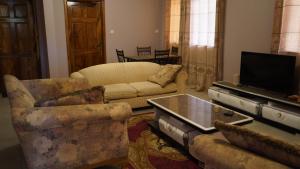 sala de estar con sofá y TV en Maajob Resort en Brikama