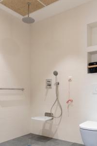 a bathroom with a white wall and a toilet at Elegant Rooms Lasarte in Lasarte +13 photos