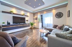 un soggiorno con divano e TV di Luxury apartment Vanessa, Njivice a Njivice