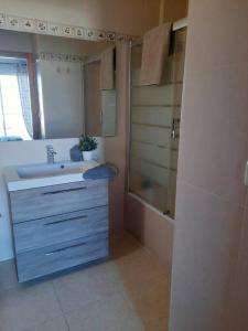 a bathroom with a sink and a shower and a tub at La casa del Navegante in Miramar