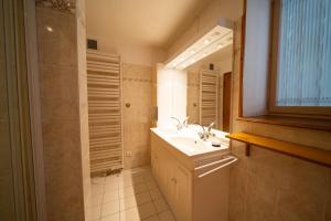 łazienka z umywalką i lustrem w obiekcie Appartement haut de gamme Centre ville w mieście Chalon-sur-Saône +37 zdjęć