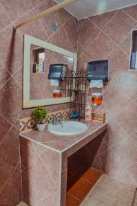 ein Bad mit einem Waschbecken und einem Spiegel in der Unterkunft casa79sancris in San Cristóbal de las Casas