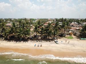 an aerial view of a beach with palm trees at Winston Sea Front Villa in Negombo