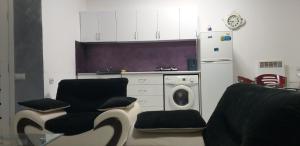 a kitchen with a refrigerator and a washing machine at AKCURATE Home 105/1 in Yerevan