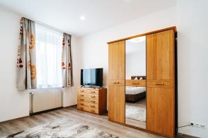 A television and/or entertainment centre at Gemütliche Wohnung im Zentrum Top 2