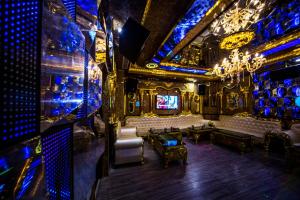an overhead view of a room with blue lights at Putin Hotel Nha Trang in Nha Trang