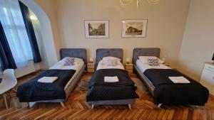 a room with two beds in a room at Czarna Owca- Pokoje Gościnne in Gniezno