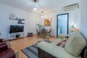 - un salon avec un canapé et une télévision dans l'établissement Apartamento García, à Cordoue