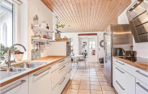 cocina con fregadero y nevera en Awesome Home In Brande With Kitchen, en Brande