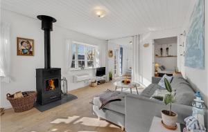 a living room with a couch and a fireplace at 3 Bedroom Gorgeous Home In Broager in Broager