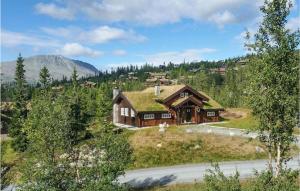 una casa con techo de hierba en una colina en Amazing Home In Rjukan With Sauna And 5 Bedrooms, en Rjukan