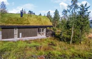 una casa con un techo de hierba encima en Beautiful Home In Noresund With House A Mountain View, en Noresund