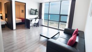 Postel nebo postele na pokoji v ubytování MS Hotel Haeundae