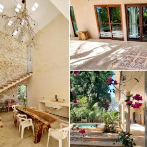 a collage of pictures of a house at Kuun Beek, hotel y centro holistico in Valladolid