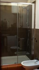 een badkamer met een douche en een wastafel bij Agriturismo Podere le Fornaci in Greve in Chianti