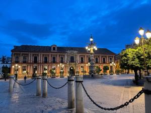 a large building with a chain in front of it at Casa ART Sevilla in Seville