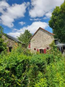 an old brick house with a lot of weeds at Le refuge in Biollet