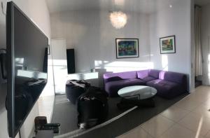 Televízia a/alebo spoločenská miestnosť v ubytovaní Maison Fesch, vue panoramique, 120m2, Piscine, 3ch