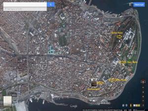 a map of a city with yellow arrows at Hotel SultanHill in Istanbul
