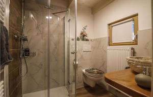 a bathroom with a shower and a toilet and a sink at Stunning Home In Preitenegg With Wifi in Unterauerling