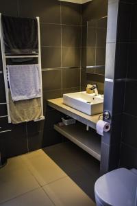 łazienka z umywalką, lustrem i toaletą w obiekcie PROPRIANO T2 à 2 pas des plages et du port w mieście Propriano