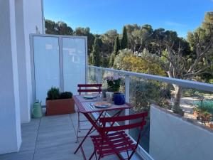 Balkón alebo terasa v ubytovaní Appartement T2 piscine et plage