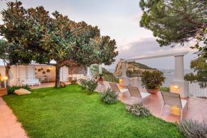 un giardino con sedie e un albero sul balcone di Acqua marina, Ischia a Ischia