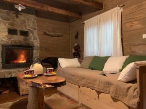 - un salon avec un canapé et une cheminée dans l'établissement Holiday Home Jela, à Gospić