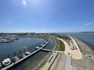 a view of a harbor with boats in the water at MeerRuhe in Burgtiefe auf Fehmarn 