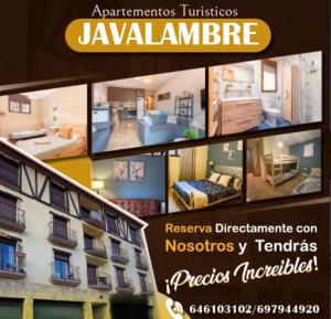 un collage di immagini di aominio di Apartamento Turístico Javalambre Snow a Camarena de la Sierra