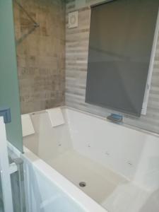 a bathroom with a tub and a shower at La Casita de Ubrique in Ubrique