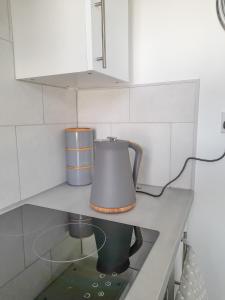 um balcão de cozinha com uma chaleira em cima em Rose Hill Apartment em Oxford