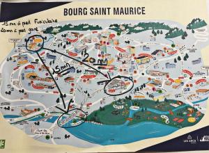 eine Karte des bonneau saint maurice in der Unterkunft Auberge "La Petite Auberge" in Bourg-Saint-Maurice
