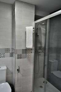 a bathroom with a shower and a toilet at IV Apartamento junto a PLAZA MAYOR in Salamanca
