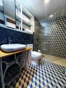 a bathroom with a sink and a toilet in it at Casa Albarrana in Talavera de la Reina