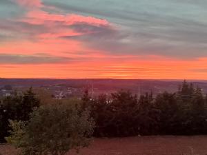 una vista di un tramonto da una collina con alberi di Il Rifugio di Farinella a Putignano